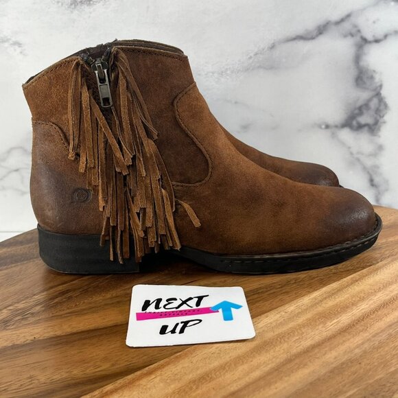 Børn Concept Kenia Bootie Boots Womens Size 8 Rust Tobacco Distressed Tassel - Picture 3 of 9